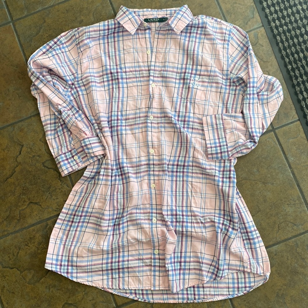 Women’s X-Large Ralph Lauren Cotton Pink Plaid Nightgown